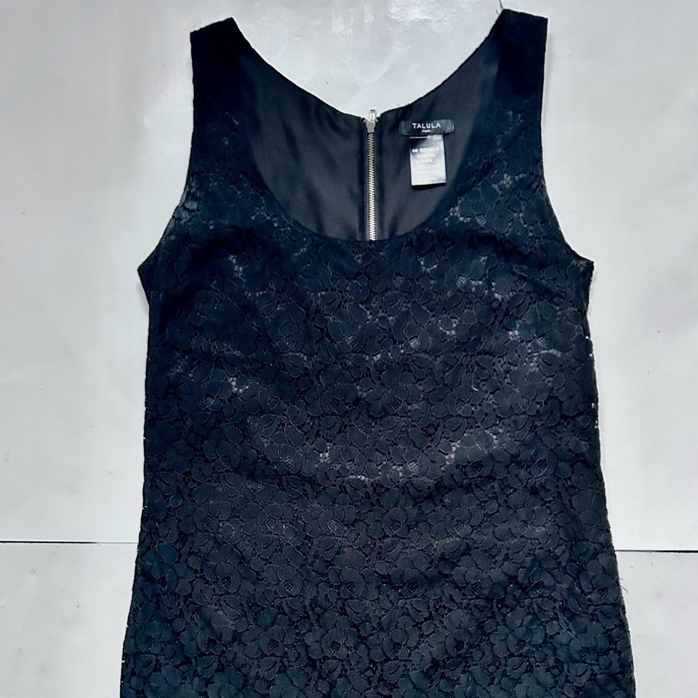 Aritzia talula black lace dress mini size 4 shirt dress back exposed zipper - Picture 2 of 8